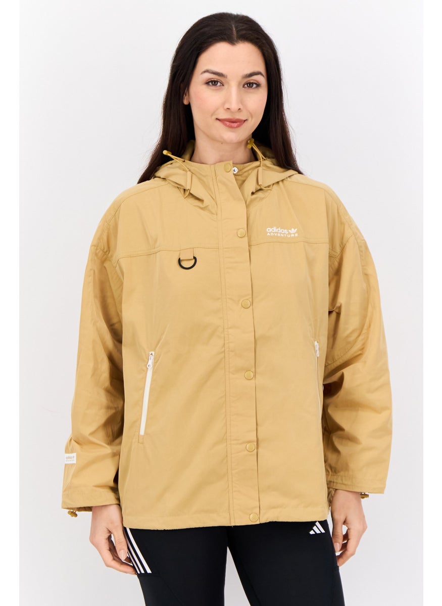 adidas Originals - Women Sportswear Fit Embroidered Logo Outdoor Jacket, Khaki - Image 1