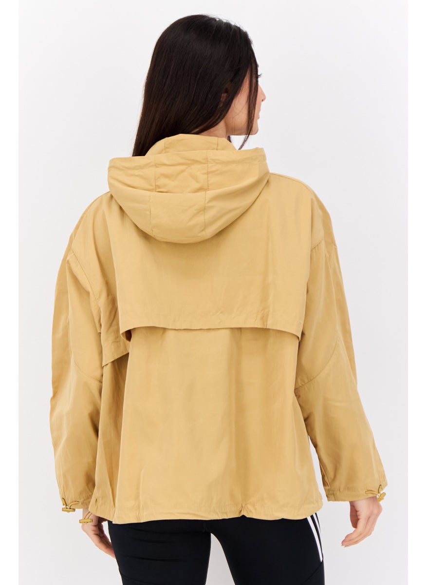 adidas Originals - Women Sportswear Fit Embroidered Logo Outdoor Jacket, Khaki - Image 1