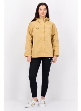 adidas Originals Women Sportswear Fit Embroidered Logo Outdoor Jacket, Khaki  - Image 4