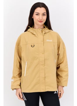 adidas Originals Women Sportswear Fit Embroidered Logo Outdoor Jacket, Khaki  - Image 1