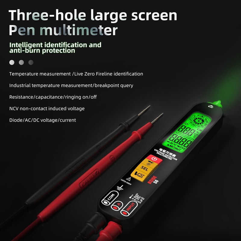 BSIDE S6 Digital Multimeter Professional Voltage Resistance Frequency Capacitance Measurement Tester Digital Backlight Display Multitester NCV Voltage Detector True RMS Tester - Image 5