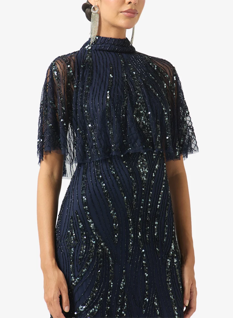 Amelia Rose  Embellished Flared Sleeve Maxi Dress for Women | Best Price UAE