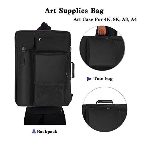 TreochtFUN Art Portfolio Case 18 X 24,Art Portfolio With Backpack & Tote Bag For Artwork,Medium Artist Case Size(Black) - Image 4