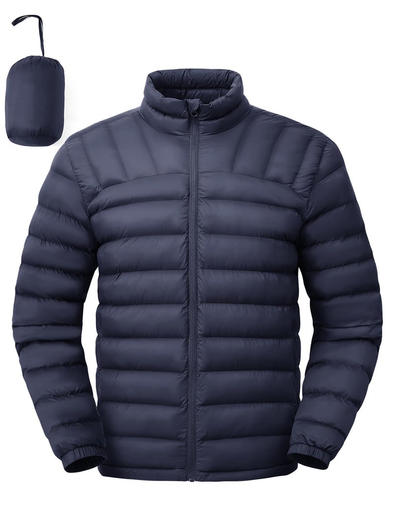 TBMPOY Mens Lightweight Packable Puffer Winter Jackets Puffy WaterResistant Bubble Insulated Coat for Travel Ski Hiking Navy 3XL - Image 2