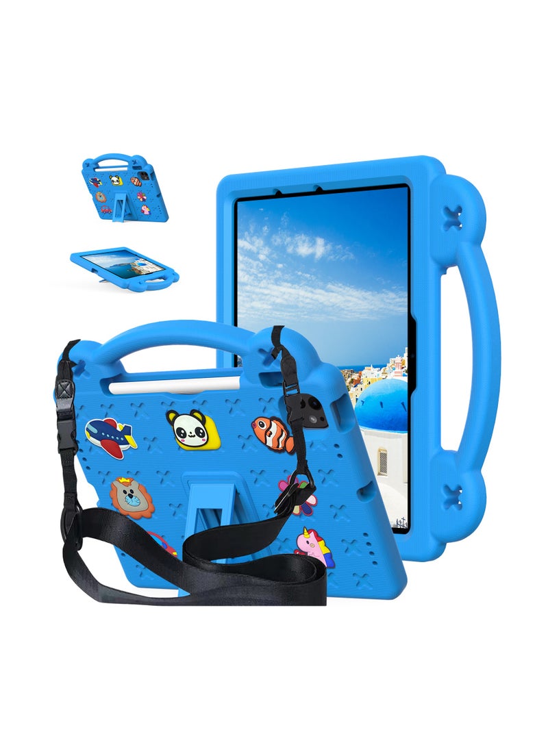 Kids Case Compatible with iPad 11th Generation A16 2025 (11 inch), Shockproof Case with Shoulder Strap and Handle Stand For iPad 11th Gen (Sky Blue) - Image 1