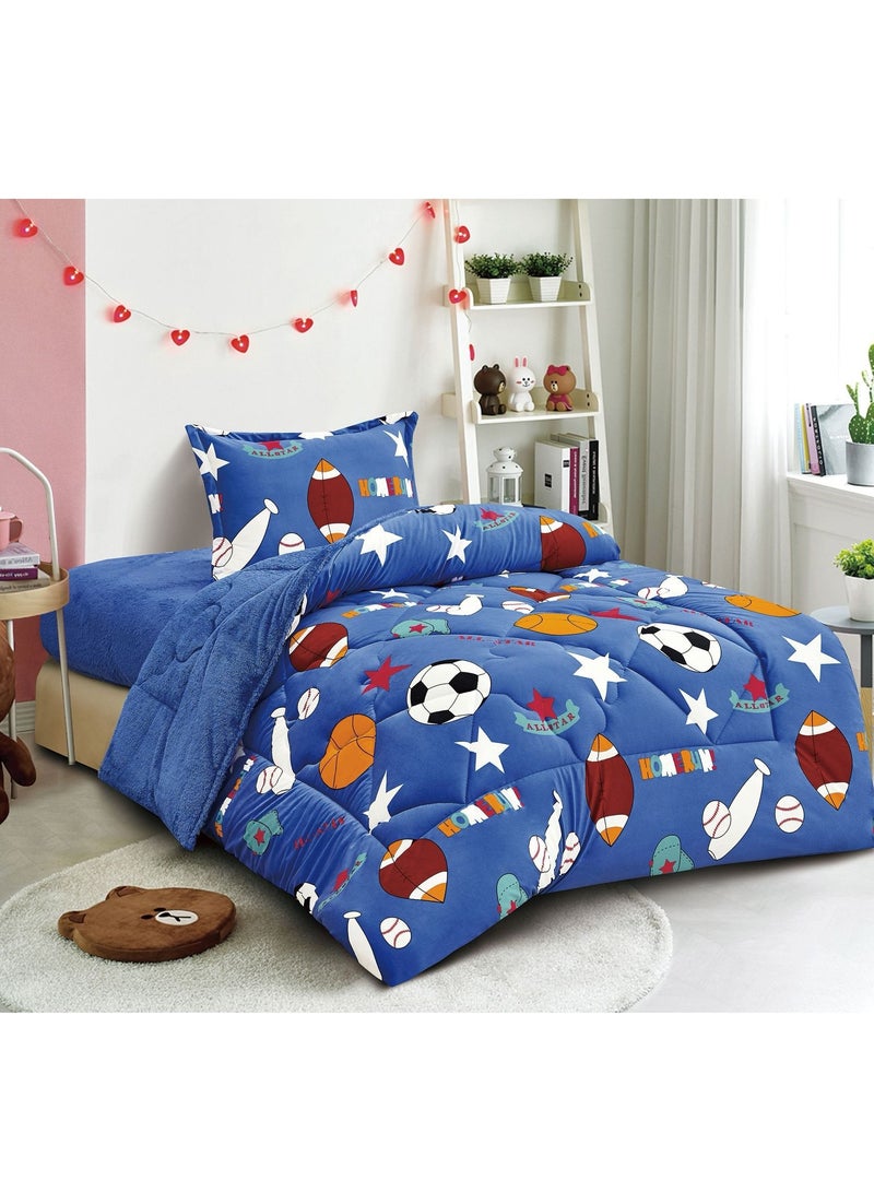 ريد روز مفرش أطفال وجهين مخمل فرو شتوي 3 قطع لحاف مقاس 210*160