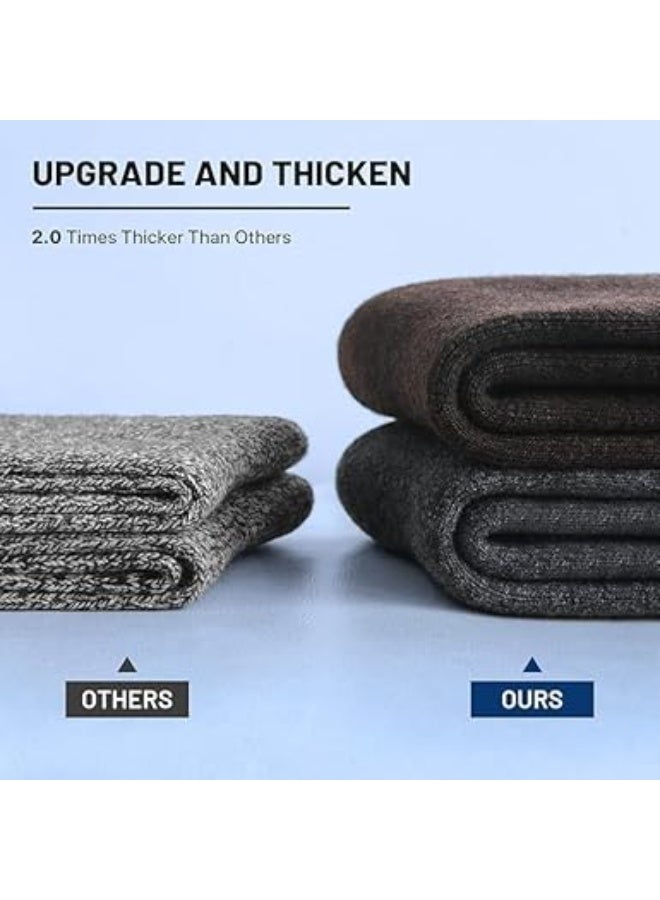 Men’s Wool Socks, Thick Winter Wool Design for Hiking, Warm and Breathable, Set of 5 Pairs. - Image 4