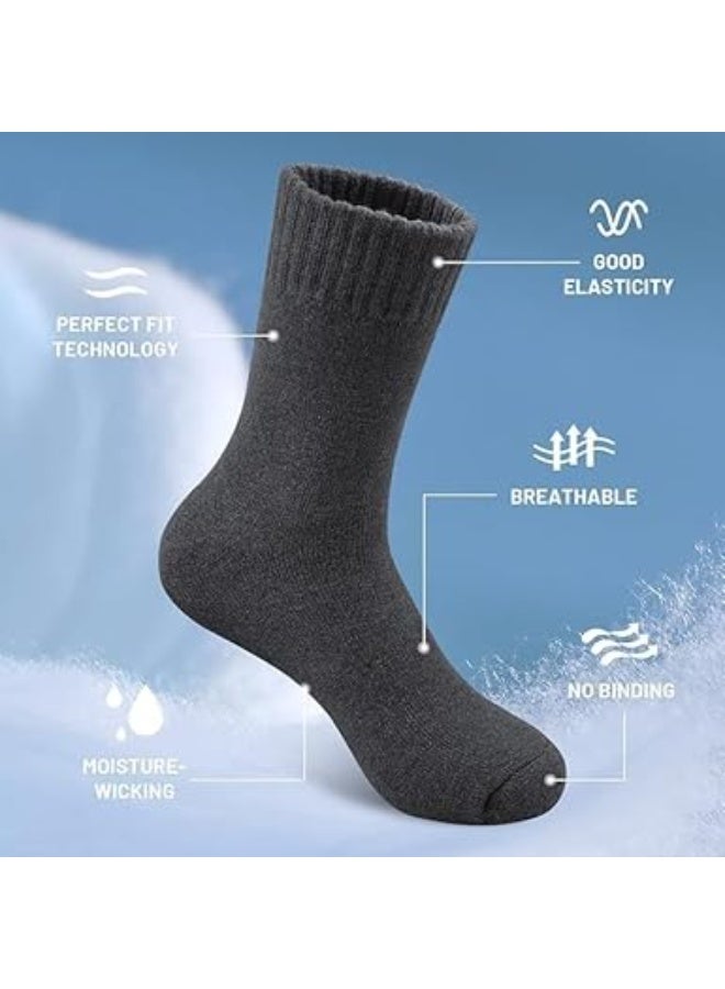 Men’s Wool Socks, Thick Winter Wool Design for Hiking, Warm and Breathable, Set of 5 Pairs. - Image 3