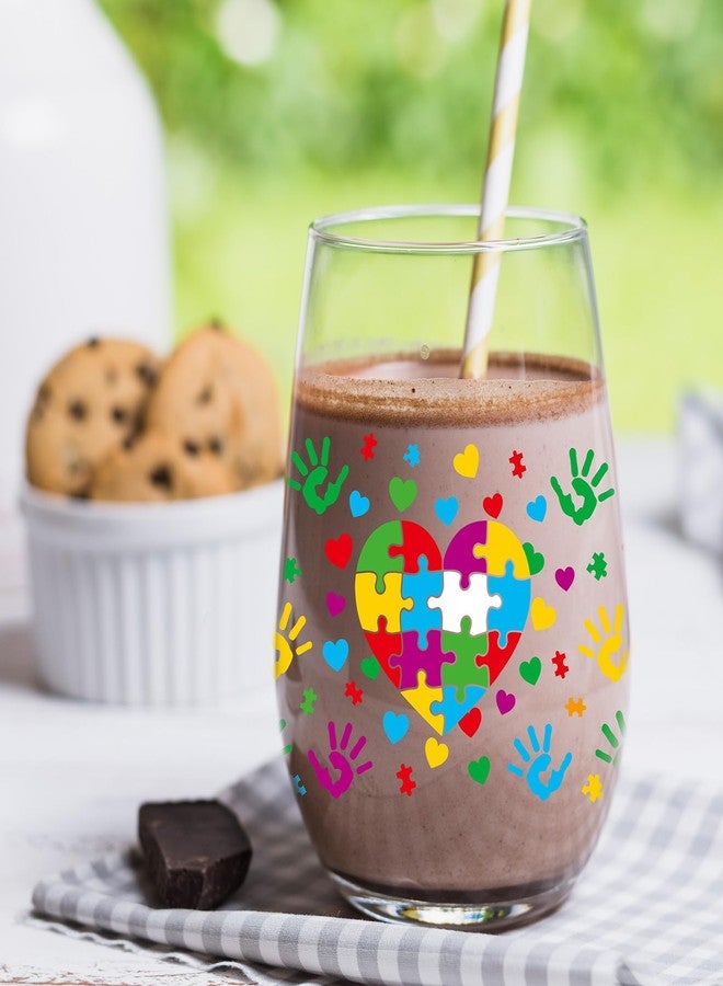 AFRITEE Autism Awareness UV DTF Stickers - 8 Sheets Blue Handprints Uvdtf Tumbler Wraps for 16 oz Glass Water Bottle, Boho Colorful Puzzle Transfer Sticker DIY Motivational Decals Gifts for Autistic Kids - Image 4