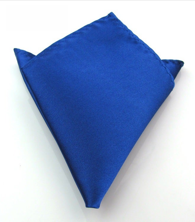 Mens Solid Formal Pocket Square Wedding Suit Handkerchief Sapphire Blue 