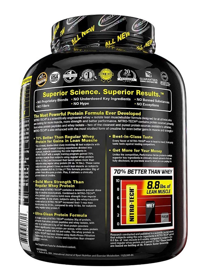 MuscleTech Nitro-Tech Whey Protein Powder, 30g Protein, 3g Creatine, 6.6g BCAAs, Clinically Studied Formula, Cookies & Cream, 1.81kg (4Lb), 40 Servings - Image 4