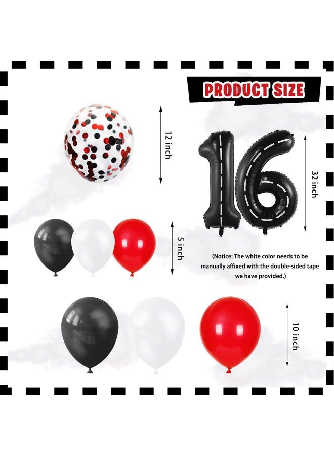 Mpanwen 16th race car Birthday Decorations for Boys, 174Pcs race car 10 Party Decor Supplies for Boy 10th Birthday - Backdrop, Banner, Balloons, Tablecloth, Centerpieces, Hanging Swirls, Wall Signs - Image 5