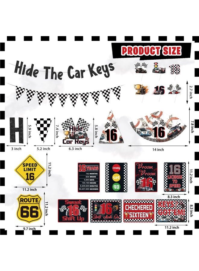 Mpanwen 16th race car Birthday Decorations for Boys, 174Pcs race car 10 Party Decor Supplies for Boy 10th Birthday - Backdrop, Banner, Balloons, Tablecloth, Centerpieces, Hanging Swirls, Wall Signs - Image 3