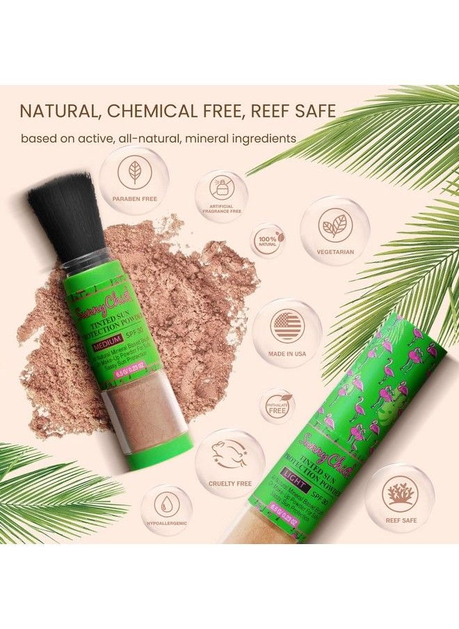 Sunny Chick Sunscreen Powder Tinted Brushon Mineral Sunblock Spf30 .23Oz (Medium)  - Image 3