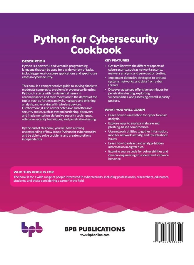 Python for Cybersecurity Cookbook: 80+ practical recipes for detecting, defending, and responding to Cyber threats (English Edition)  - Image 2