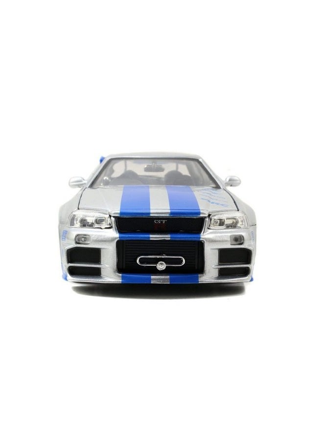 Jada Toys Jada Toys Fast & Furious Brian’s 2002 Nissan Skyline R34 Die-cast Car, 1:24 Scale, Silver & Blue,19808  - Image 2