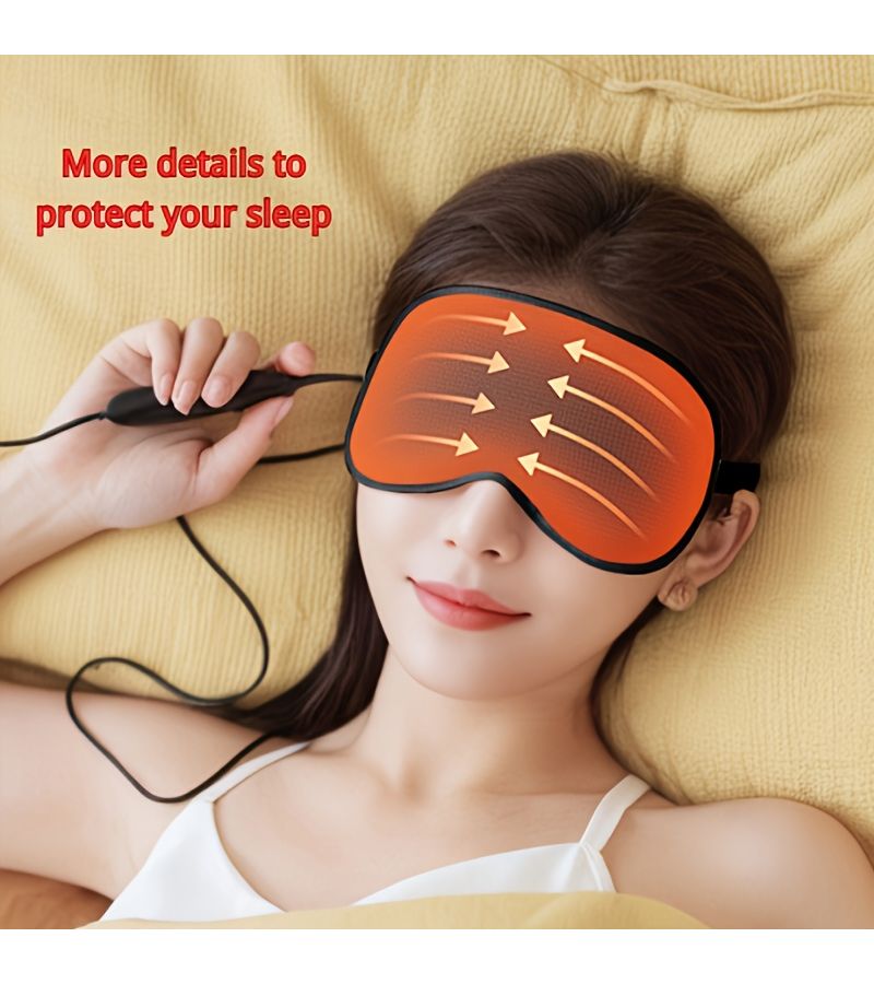 USB Heated Eye Mask Apricot Color Eye Care Sleep Mask for Travel Naps Relieves Eye Fatigue - Image 4