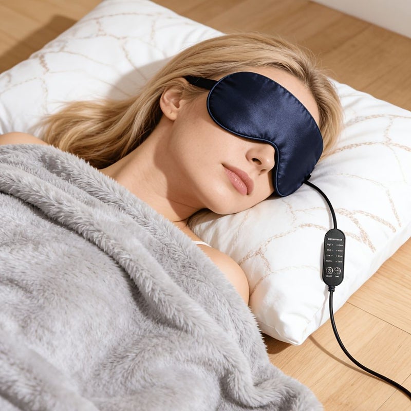 USB Heated Eye Mask Apricot Color Eye Care Sleep Mask for Travel Naps Relieves Eye Fatigue - Image 3