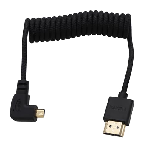 HangTon MicroHDMI to HDMI 4K60 8K Flexible Cable for ATOMOS Ninja V Ultra Sony ZVE10 A7C A7R4 A6700 Canon R6II R5C R10 Lumix S5 S9 G100 Fujifilm XT50 Black Braided Coiled 30cm - Image 3