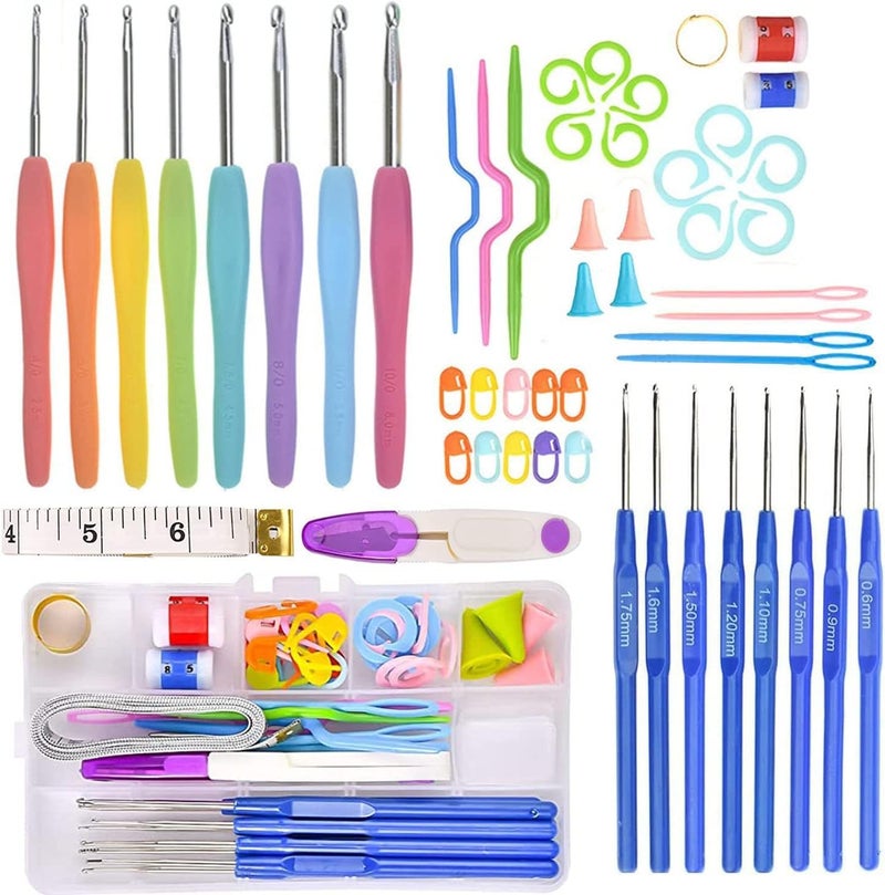 GEMSY Knitting Crochet Hook Needle Set | Hard-Anodized Aluminum Hook for Embroidery | Ultimate Sewing, Craft, Sweater, Woolen Cloth, Yarn, Thread | Needles Kit for Knitting - DIY Pack of 12 - Image 1