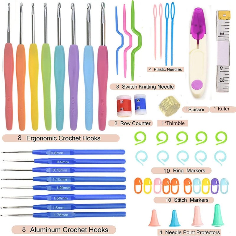 GEMSY Knitting Crochet Hook Needle Set | Hard-Anodized Aluminum Hook for Embroidery | Ultimate Sewing, Craft, Sweater, Woolen Cloth, Yarn, Thread | Needles Kit for Knitting - DIY Pack of 12 - Image 2