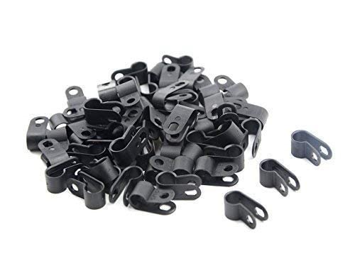 TOVOT 200PCS 3/16" R-type Clip Cable Clamps Black Nylon Screw Wire Clips Fasteners Tubing Clips for Wire Management - Image 1