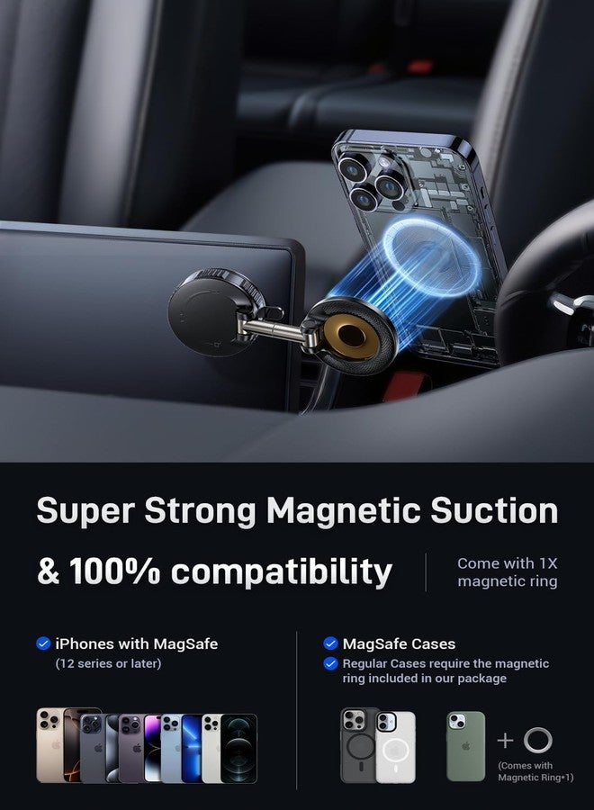 OUNIER Vacuum Magnetic Phone Holder for Car, 360° Adjustable Suction Cup Phone Mount for Magsafe, Foldable Reinforced 98LBS Ultra Vacuum Magnetic Phone Stand for All Smartphones & All Car Models - Image 5