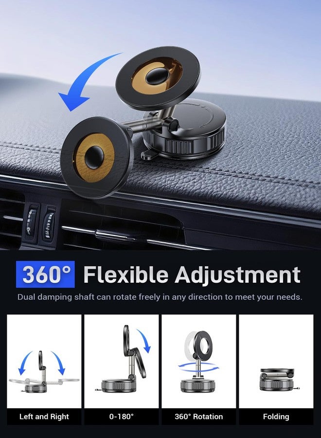 OUNIER Vacuum Magnetic Phone Holder for Car, 360° Adjustable Suction Cup Phone Mount for Magsafe, Foldable Reinforced 98LBS Ultra Vacuum Magnetic Phone Stand for All Smartphones & All Car Models - Image 4