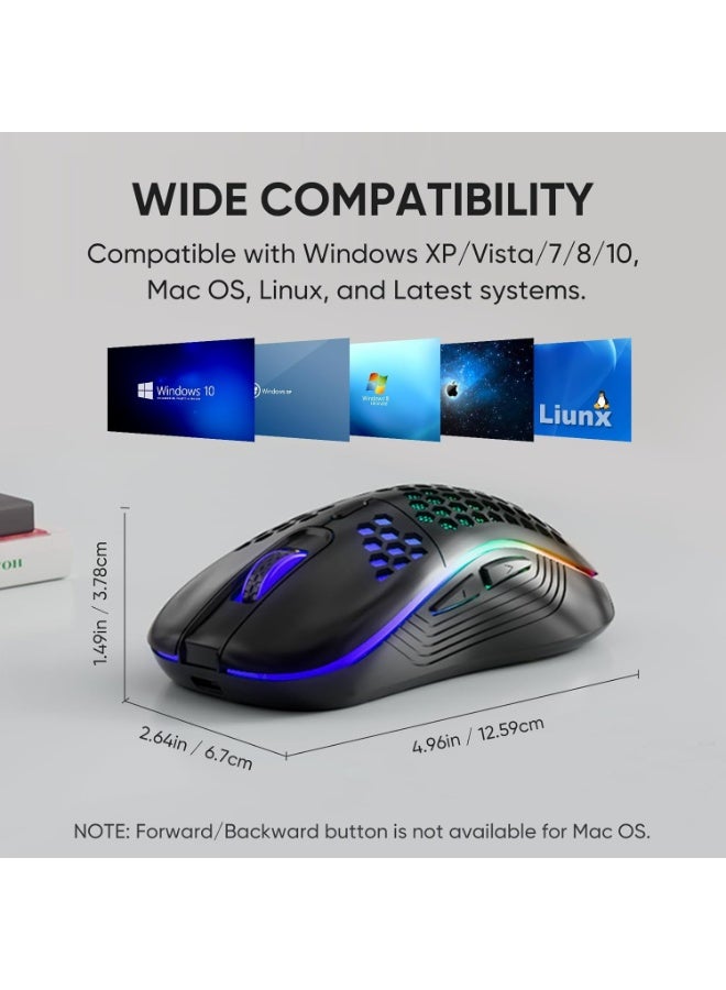 ﻿ Wireless Gaming Mouse Honeycomb 2.4G USB Cordless Mouse RGB Rechargeable PC Game Mice with 7-Color LED Lights，3 Adjustable DPI for Windows Laptop Desktop Computers  ﻿ ﻿ ﻿ ﻿ ﻿ ﻿ - Image 4
