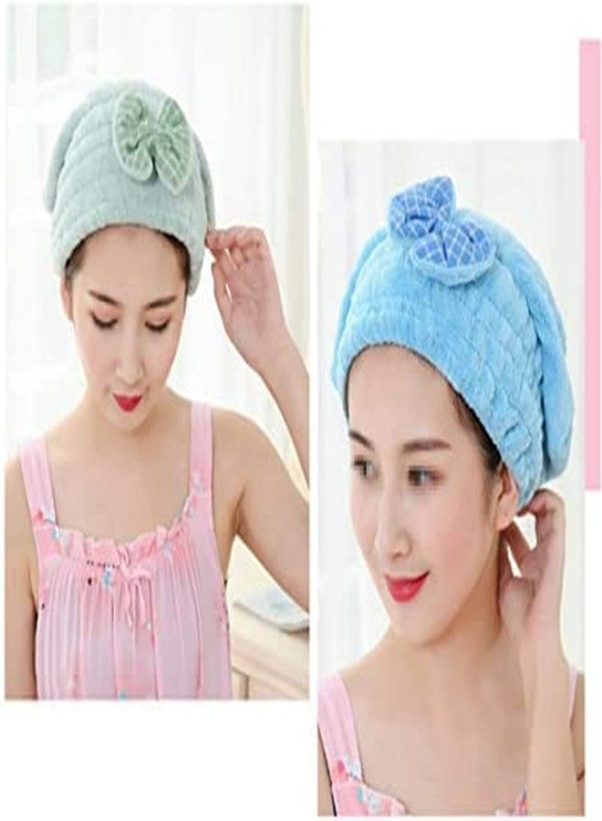 NEERAK Quick Dry Bath Hair Drying Towel Head Wrap Bathing Tool For Women/Girls (Random Colour) (PACK OF 2) - Image 1