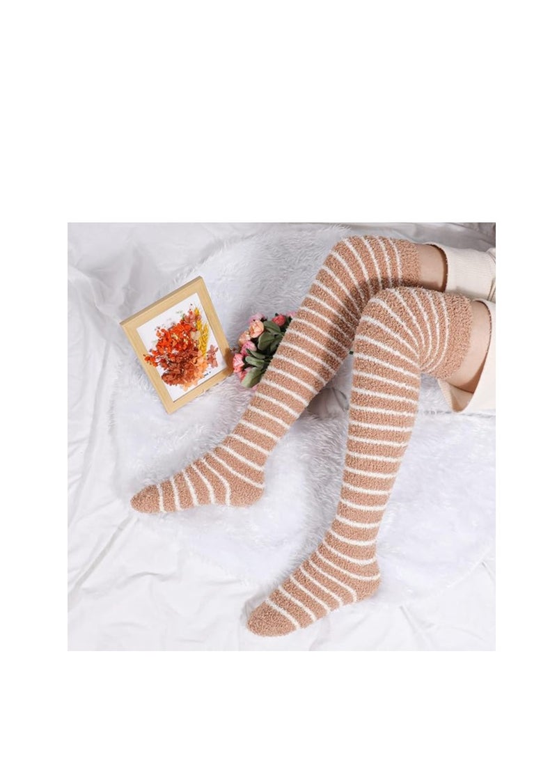 SYOSI - Women Thigh High Socks Extra Long Cotton Knit Warm Thick Tall Long Boot Stockings Leg Warmers (2 Pcs) - Image 1
