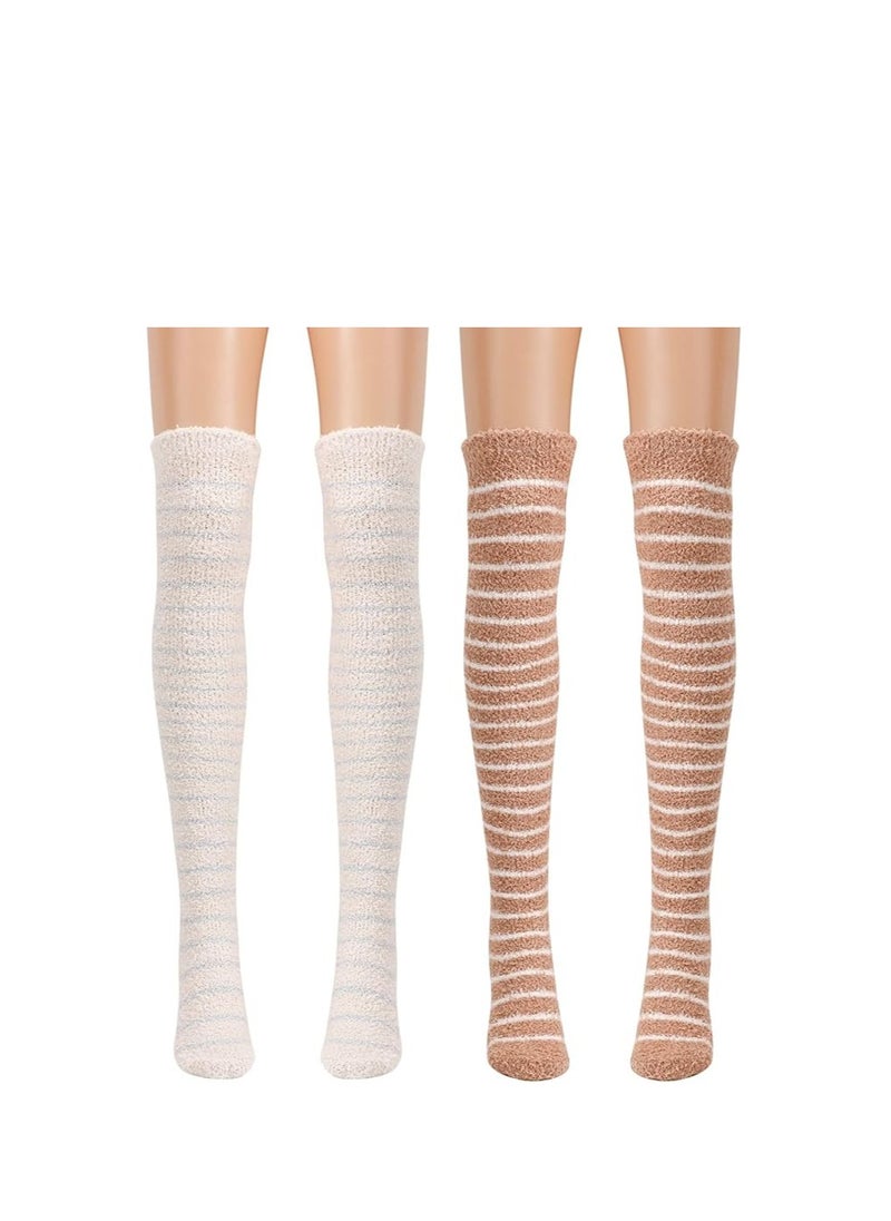 SYOSI - Women Thigh High Socks Extra Long Cotton Knit Warm Thick Tall Long Boot Stockings Leg Warmers (2 Pcs) - Image 1
