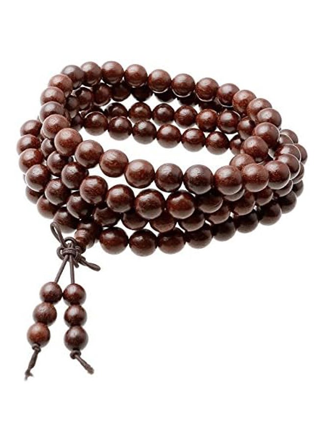 Top Plaza Unisex 108 Natural Wood 6mm 8mm Beads Bracelet Buddhist Rosary Mala Necklace(8mm Sandalwood Duobao) - Image 1