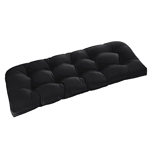 downluxe Outdoor Bench Cushion for Patio Furniture Waterproof Tufted Overstuffed Porch Swing Cushions Thick Outdoor Loveseat Cushions 44 X 19 X 5 Black Set of 1