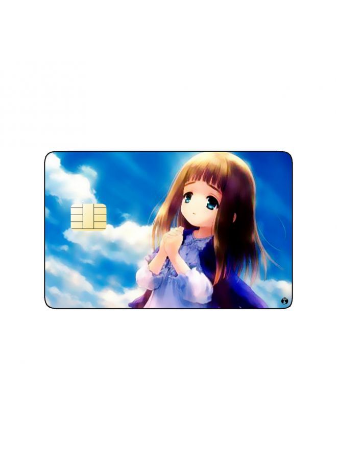 RKN PRINTED BANK CARD STICKER Cute Anime Little Girl In Blue Dress - Image 1