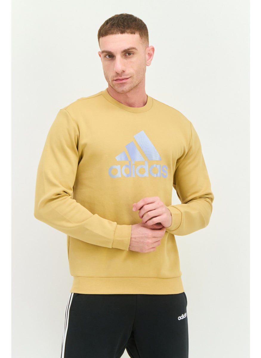 Adidas - Men Regular Fit Long Sleeve Outdoor Sweatshirts, Gold - Image 1