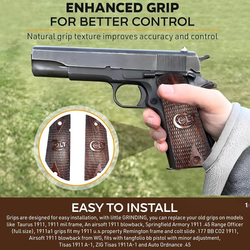 warreplica WWII US M1911 / 1911 .45 Wooden Grips - Reproduction - Image 5