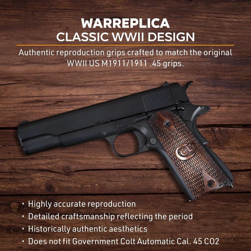 warreplica WWII US M1911 / 1911 .45 Wooden Grips - Reproduction - Image 4