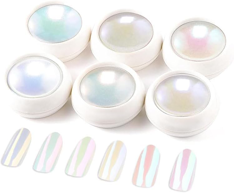 Pearl Chrome Nail Powder High Gloss White Pearlescent Nail Chrome Glazed Donut Aurora Ice Transparent Chrome Powder for Art Design Decoration