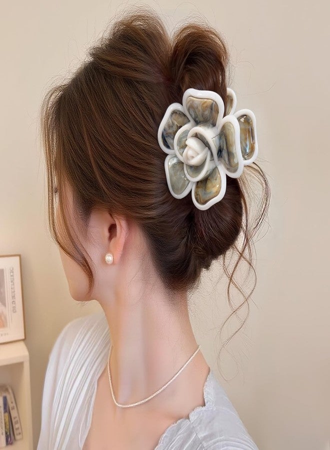 Melodio Floral Claw Hair Clips for Women - 2Pcs Large Acetate Flower Hair Clutcher, Non-Slip Strong Hold Jaw Clips for Thick/Thin Hair, Elegant Hair Accessories for Daily/Wedding/Party - Image 3