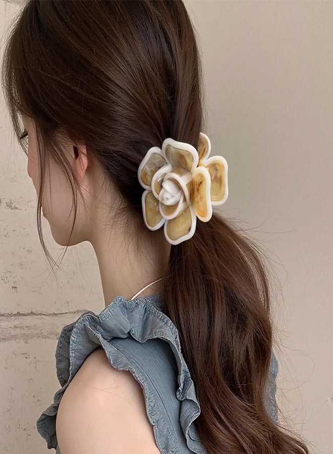Melodio Floral Claw Hair Clips for Women - 2Pcs Large Acetate Flower Hair Clutcher, Non-Slip Strong Hold Jaw Clips for Thick/Thin Hair, Elegant Hair Accessories for Daily/Wedding/Party - Image 2