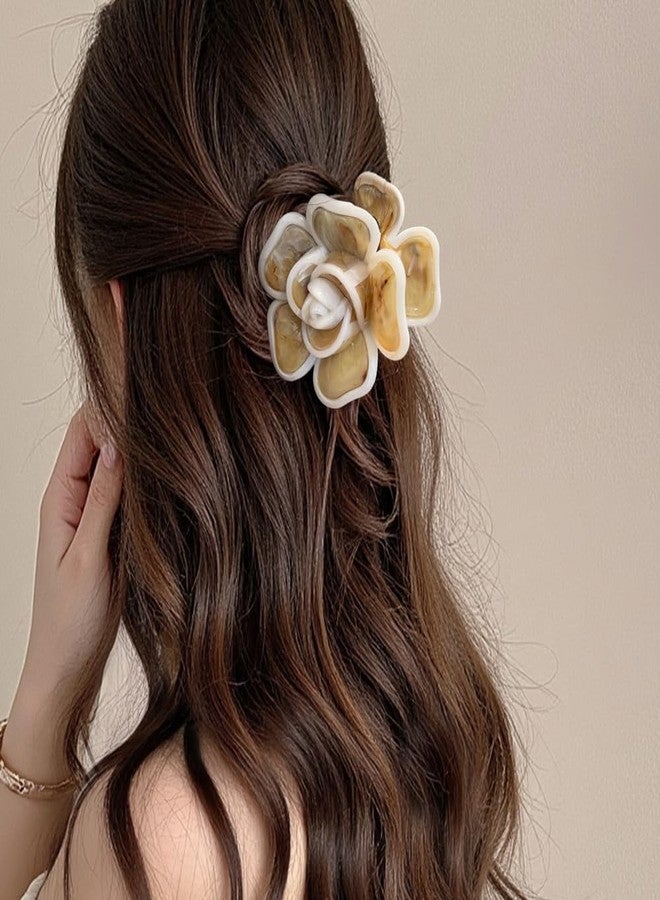 Melodio Floral Claw Hair Clips for Women - 2Pcs Large Acetate Flower Hair Clutcher, Non-Slip Strong Hold Jaw Clips for Thick/Thin Hair, Elegant Hair Accessories for Daily/Wedding/Party - Image 4