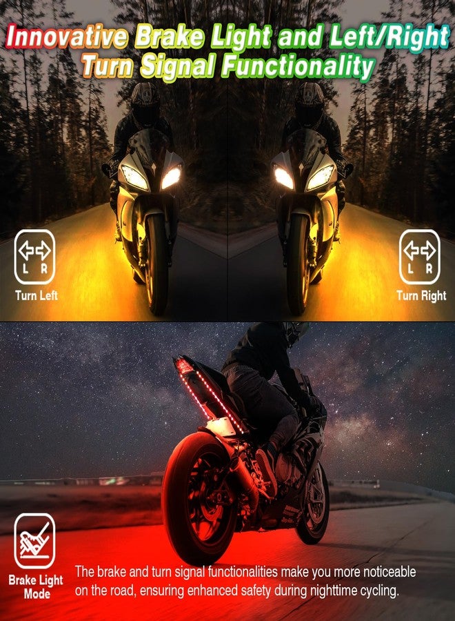ZONECONA 8PCS Segmented Motorcycle RGB LED Light Kits with Brake Turn Signal, Underglow Lights with APP/Dual Remote, Multicolor 12v Waterproof Underbody Neon Strips Lights for Harley Honda Kawasaki - Image 3