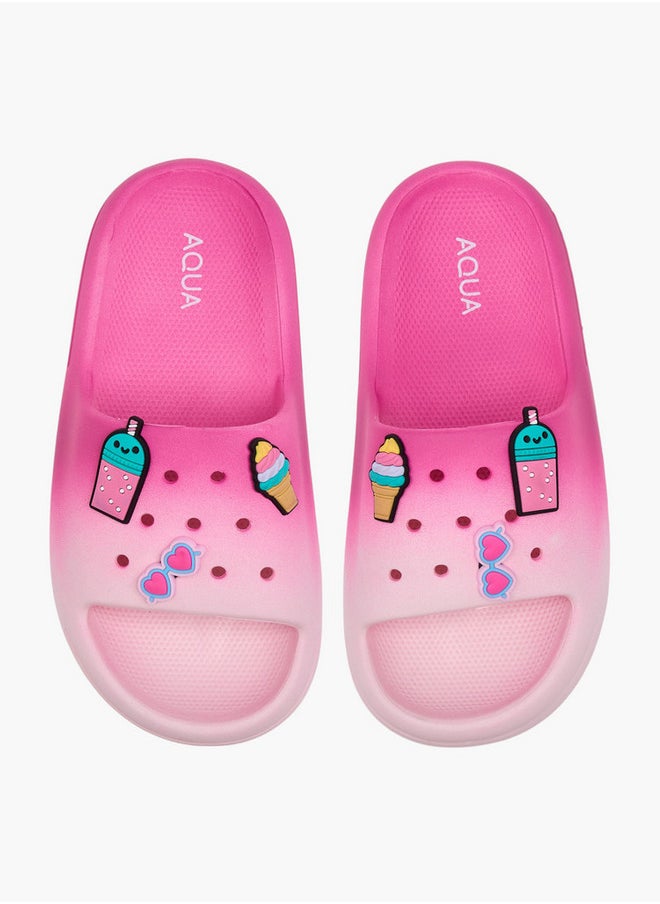 Aqua Ombre and Applique Detail Slip-On Slides  - Image 1