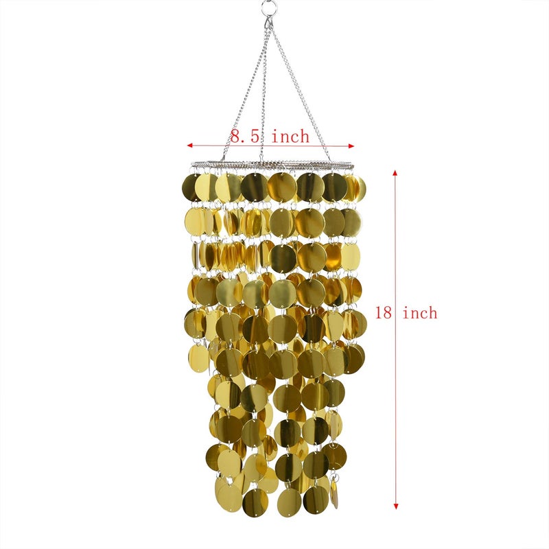 FlavorThings Gold Bling Hanging Chandelier Great idea for Wedding Chandeliers Centerpieces Decorations and Any Event Party Decor (Gold) - Image 2