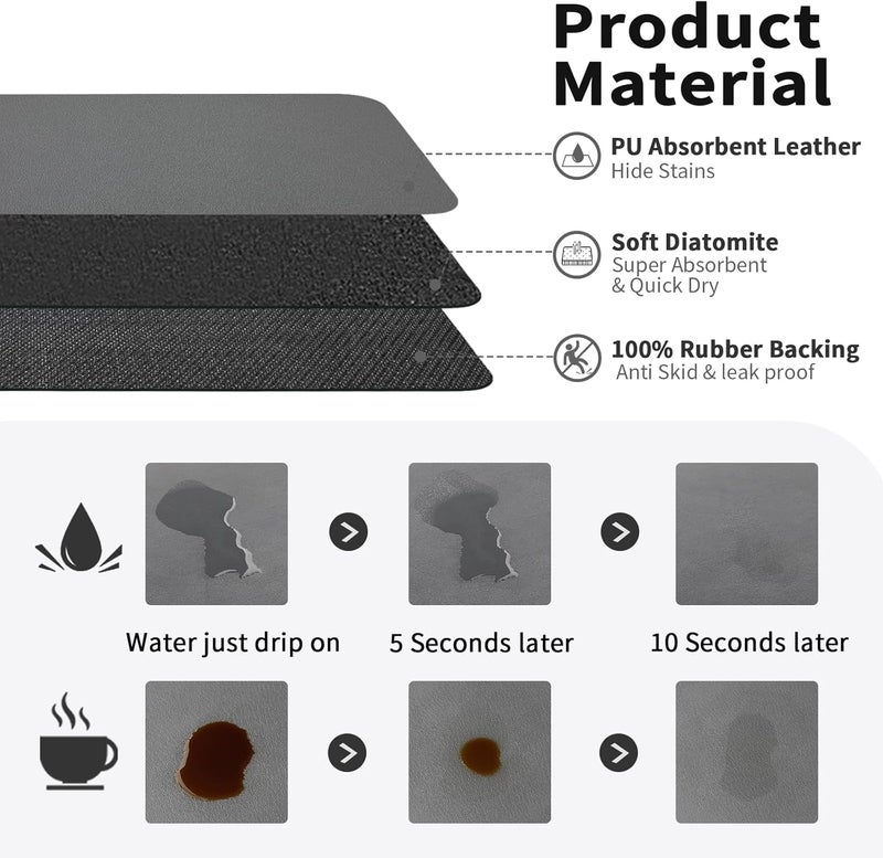 HotLive حصيرة HotLive Coffee Mat - مصنوعة للاستخدام على طاولات المطبخ أو البارات، تتناسب تحت أجهزة تحضير القهوة أو آلات الإسبريسو، مصنوعة من مادة ماصة لإخفاء البقع، مع ظهر مطاطي. - Image 2