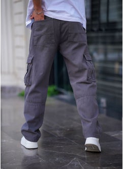 Cool Tarz Cool Style Men's Cargo Pocket Baggy Pants Smoke Color  - Image 3