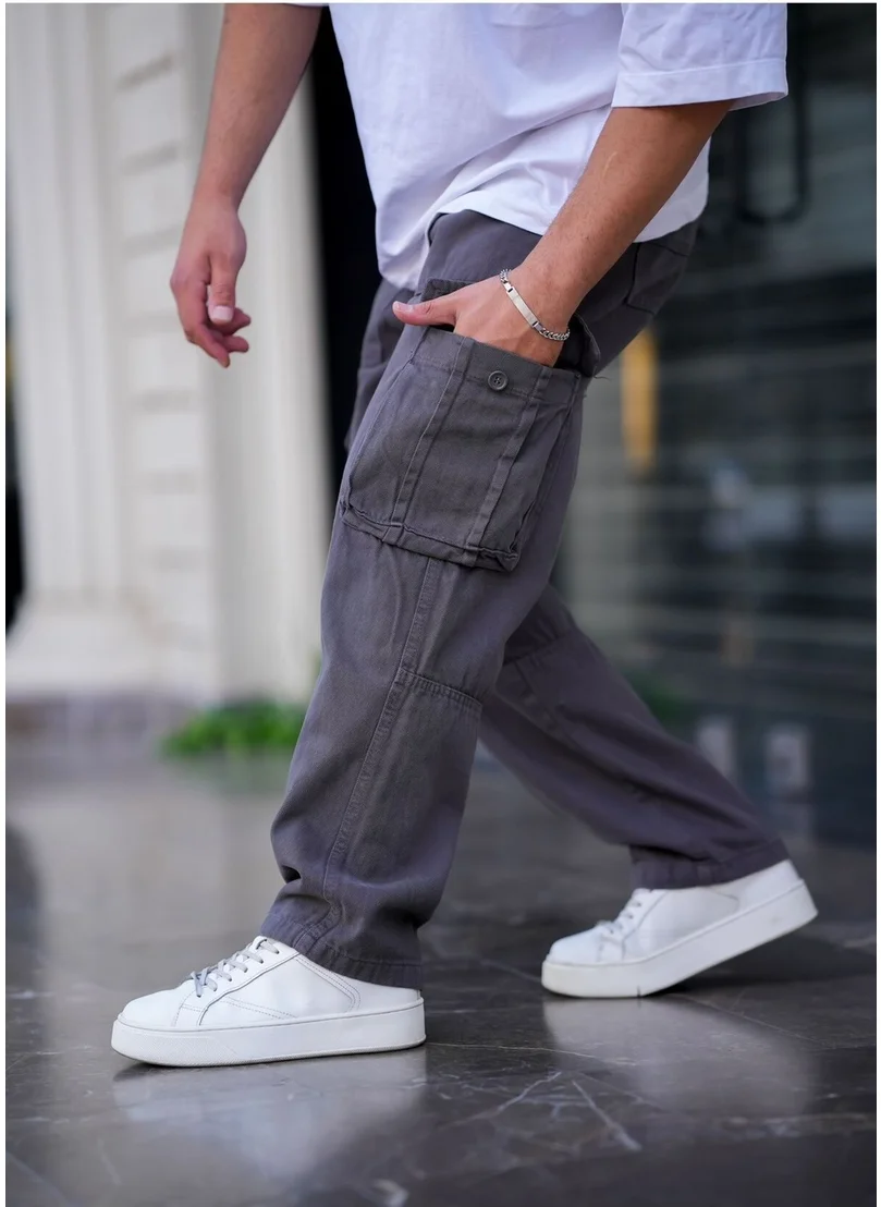 Cool Tarz Cool Style Men's Cargo Pocket Baggy Pants Smoke Color