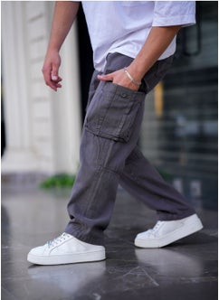 Cool Tarz Cool Style Men's Cargo Pocket Baggy Pants Smoke Color  - Image 2