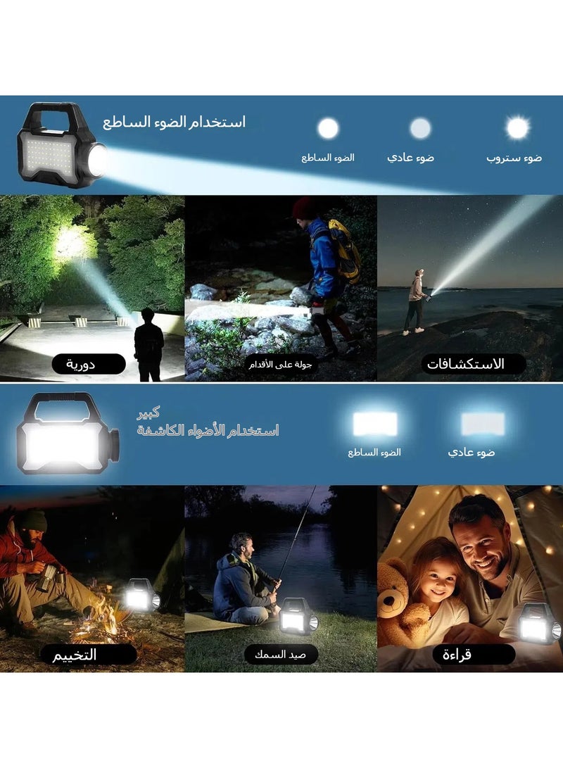 Camping Solar Flashlight Lantern, Multi-functional LED Camping light with flashlight and lantern mode, USB charging, suitable for power outages, spotlights, searchlights, outdoor, hiking - Image 2